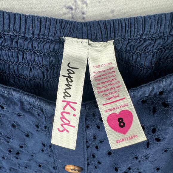 Japna Kids Navy Blue Eyelet Dress - Size 8 - - Picture 6 of 11